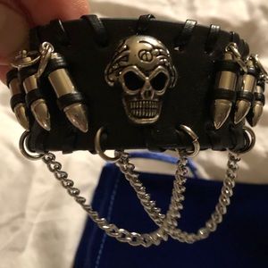 Gothic leather bracelet 9 in L